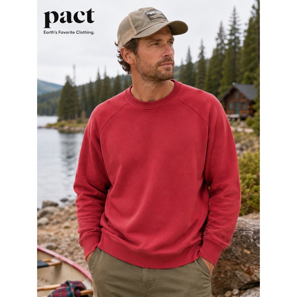 PACT Organic Cotton Red Crewneck Sweatshirt XL Casual Lounge Pullover